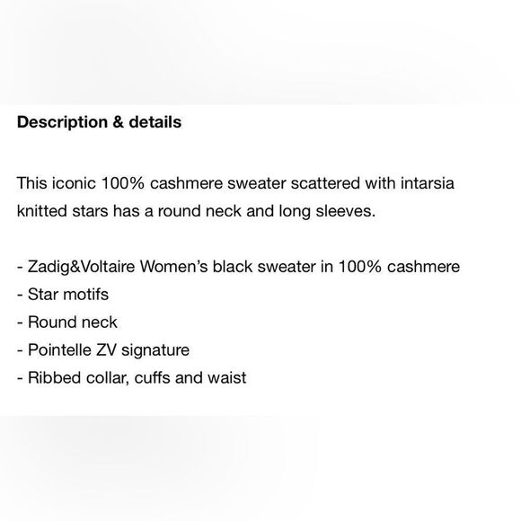 Zadig & Voltaire Markus Stars black/white 100% Cashmere oversized sweater M. NWT - Picture 6 of 12